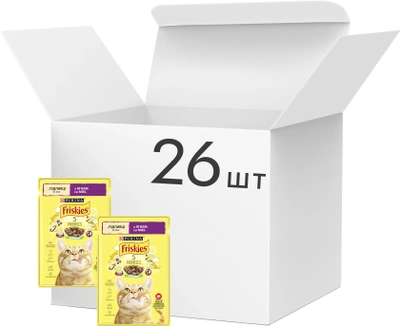 Упаковка влажного корма для кошек Purina Friskies кусочки в подливе с ягненком 26 шт по 85 г (7613036974745)