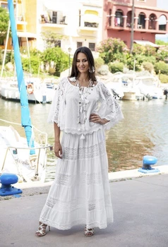 Довга пляжна спідниця з мереживом Fresh Cotton 2721 F-1C One Size Білий