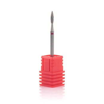 Фреза алмазная Nail Drill для обработки кутикулы (Пламя), 243 021R, диаметр 2,1 мм. (красная насечка)