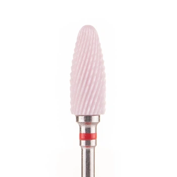 Фреза керамічна Nail Drill для зняття гель-лаку (Кукурудза) - 600 032 рожева (червона насічка)