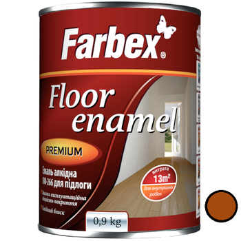 Эмаль алкидная ПФ-266 ТМ Farbex для пола 0,9 кг коричневый (107876)