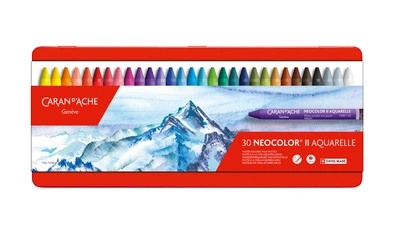 Пастель Воскова Акварельна Caran d'ache Neocolor II Металевий бокс, 30 кольорів (7610186243301)