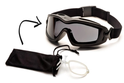 Тактичні окуляри-маска з діоптрійною вставкою в комплекті Pyramex V2G-XP (gray) (insert) сірі