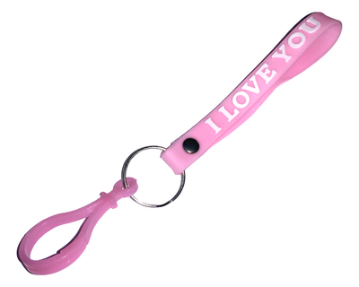Брелок/браслет FROM FACTORY KMG I LOVE YOU с пластиковым карабином 16см Розовый