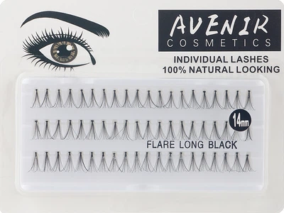 Накладні вії пучкові, 14 мм - Avenir Cosmetics Individual Lashes Flare Long Black (1040359-92102)