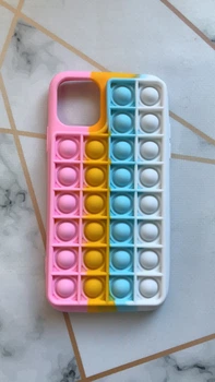 Силіконовий чохол Поп іт Антистрес Поп-Іт Pop It для iPhone 11 Pro Max (6,5) Попіт Рожево-Білий