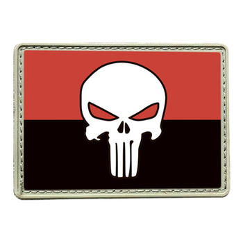 Шеврон на липучці SUMKET "Punisher", червоно-чорний, горизонтальний