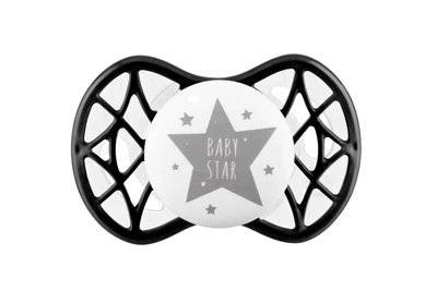Пустышка симетричной формы Nuvita Air55 Cool 0m+ BABY STAR Черный (NV7065IB)