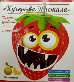 Фруктово-ягідна пастила з яблука, банана та полуниці Kucheriava Pastila 60г