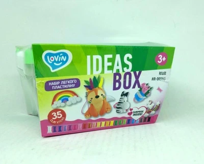 Повітряний пластилін Lovin Do Ideas box, 35 стику, легкий, стрибаючий, в пластиковому боксі 19х17х11см, OKTO (70108)