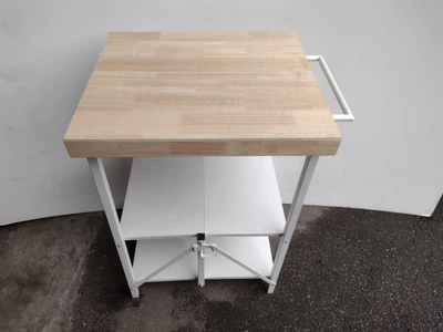 Стол складной на колесиках QVC Fold It, 92x63x49 см, деревянная столешница, белый