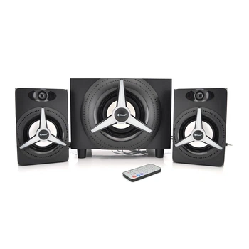 Колонки 2.1 Kisonli TM-7000A, для ПК та ноутбука, живлення 220V + jack 3.5mm, 15W+2x5W, 20Hz-20KHz, з сабвуфером, bluetooth, Black