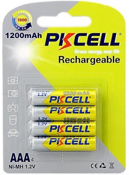 Аккумулятор PKCELL 1.2V AAA 1200mAh NiMH Rechargeable Battery 4 штуки в блистере Q12