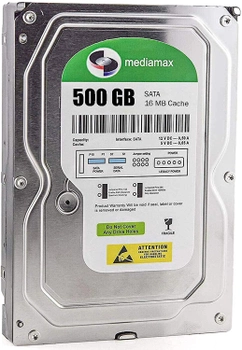 Накопитель HDD 3.5" SATA 500GB Mediamax 7200rpm 16MB (WL500GSA1672B) Refurbished