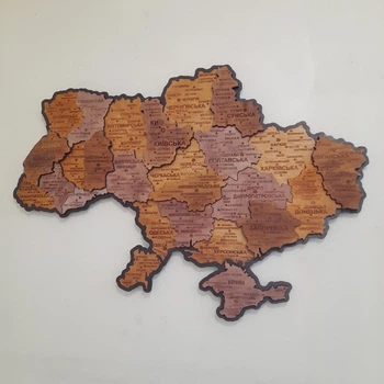 Карта объёмная из дерева многослойная Prezent Карта України большая коричневый