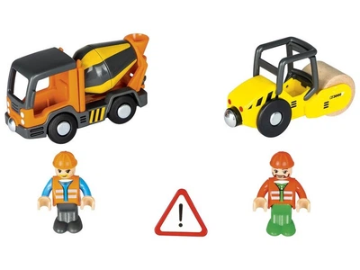 Набор машинок для деревянной железной дороги Playtive Ikea Brio Hape Бетономешалка с катком Германия.