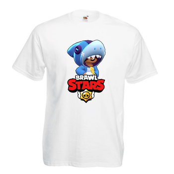 Футболка дитяча Бравл Старс Леон Акула (Brawl Stars Shark) біла 128 см