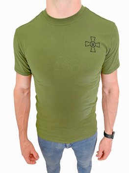 Футболка ЗСУ с крестом , летняя военная футболка Олива мужская , тактическая футболка военнослужащих ВСУ Размер L (50)