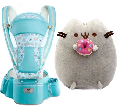 Хипсит, Эрго-рюкзак, кенгуру переноска Baby Carrier 6 в 1 Мятный и игрушка кот c Пончиком Пушин кэт (vol-2066)