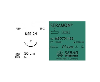 SERAMON шовный материал монофиламентный обратно-режущая игла 1 шт. (1 (5.0) 50см об.реж 15мм, Serag-wiessner, шовный материал), 8810-2218