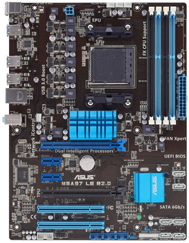 Материнская плата Socket AM3+ ASUS M5A97 LE R2.0 140W ( SLI / SATA 3/ USB3.0 ) ( sAM3+/ AM3, DDR3, AMD 970, PCI-Ex16 ) Б/У