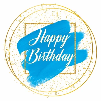 Баннер Для Фотозоны Круглый Happy Вirthday Голубой
