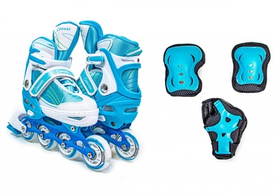 Детские Ролики с защитой Caroman Sport бирюзовый цвет размер 31-35