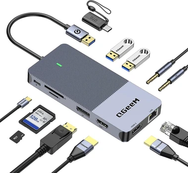 Док-станція QGEEM 11-В-1 USB C/3.0 З DP-DUAL 4K