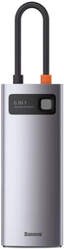 USB-хаб Baseus Metal Gleam Series 6-in-1 Type-C Gray (CAHUB-CW0G)