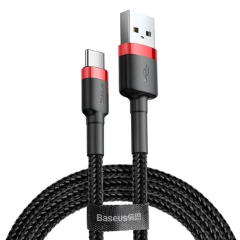 USB кабель із роз'ємом Type-C Baseus Cafule (2A, 3m) Black-Red