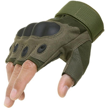 Перчатки тактические без пальцев COMBAT размер L армейские цвет хаки штурмовые с защитными вставками летние
