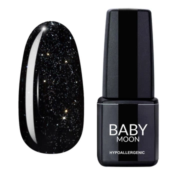 Гель лак Baby Moon Dance Diamond Gel polish №001 чорно-зелений із сріблястим шиммером 6 мл ( 5908254001543 )