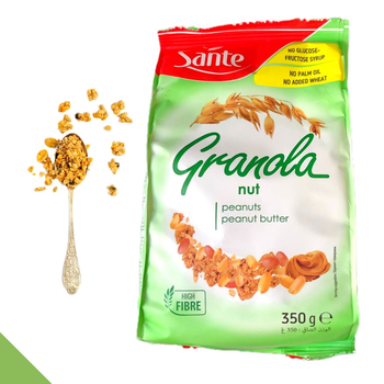 Гранола мюсли 350 г с арахисом, ореховой пастой и кокосовыми хлопьями Sante Granola (San-350-Nut)