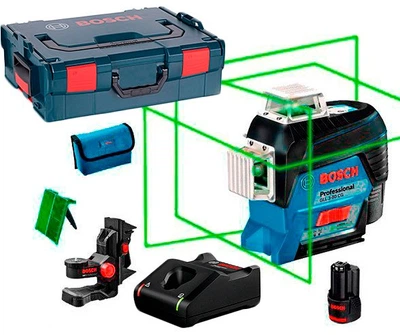 Лінійний лазерний нівелір Bosch Professional GLL 3-80 CG + тримач BM1 + акб 12V + GAL 12V-40 + L-Boxx (0601063T00)