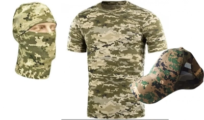 Набор тактичный: футболка L, балаклава и кепка пиксель ВСУ