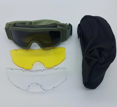 Тактичні військові сонцезахисні окуляри - маска RK3 Зелений