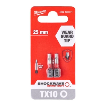 Бита для шуруповерта Shockwave Impact Duty Milwaukee TX10 x 25 мм 2шт (4932430871)