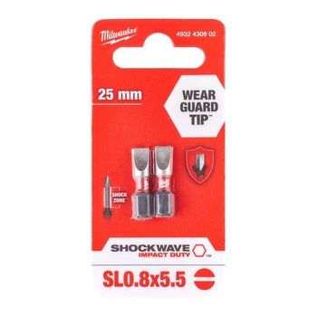 Бита для шуруповерта Shockwave Impact Duty Milwaukee SL0,8x5,5" 25 мм, 2 шт (4932430902)