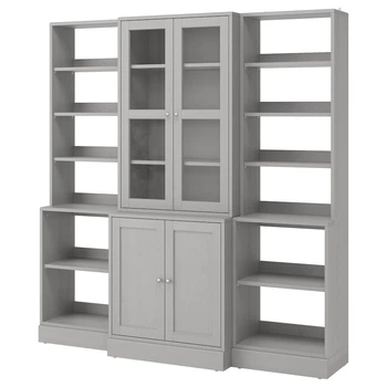 Книжкова шафа / скляні двері IKEA HAVSTA 203x47x212 см сіра (492.659.23)