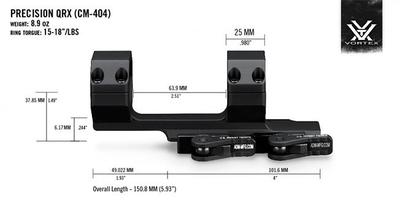 Быстросъемное крепление-моноблок Vortex Precision Extended Cantilever QR. d - 30 мм. Extra Hight. Picatinny