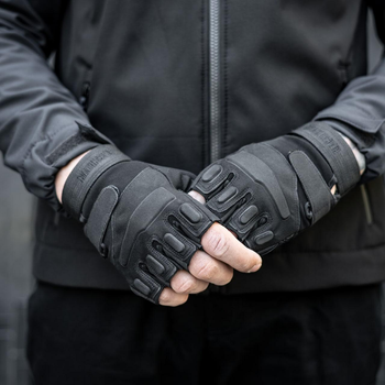Тактичні рукавички,безпалі, без накладки, Black S