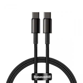 Кабель Baseus Tungsten Gold Type-C to Type-C 100W PD2.0 1m Fast Charging Data Cable 480Mbps Black