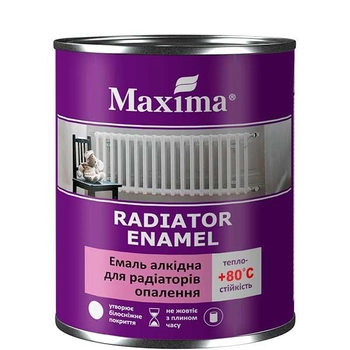 Эмаль алкидная для радиаторов отопления "Radiator enamel" Maxima - 0,7 кг, белый глянцевый (1131)