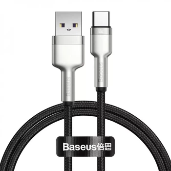 Кабель быстрой зарядки «USB to Type-C» Baseus Cafule Metal 66W Fast Charging (6A) 1m, чёрный (CAKF000101)