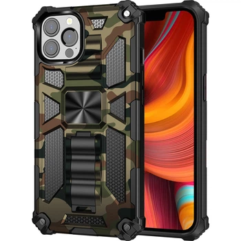 Чехол Military Shield для Iphone 12 Pro бампер противоударный с подставкой Khaki