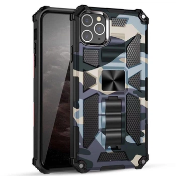 Чехол Military Shield для Iphone 11 Pro Max бампер противоударный с подставкой Navy-Blue