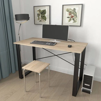 Письмовий стіл Ferrum-decor Драйв 750x1400x700 Чорний метал ДСП Дуб Сонома 16 мм (DRA109)