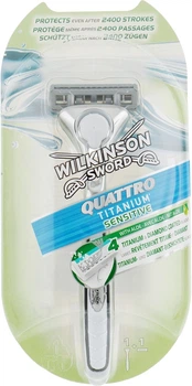 Станок + 1 сменное лезвие - Wilkinson Sword Quattro Titanium Sensitive (495679-2091)