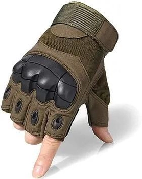 Перчатки тактические COMBAT без пальцев размер XL летние цвет хаки со вставками штурмовые