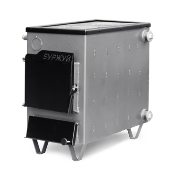 Котёл твердотопливный Буржуй КП-18 с чугунной (варочной) плитой, в комплекте выход для дымохода, для дров, угля, пеллет, топливных брикетов